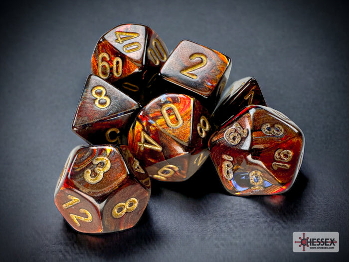 Scarab Blue Blood/gold Mini-Polyhedral 7-Die Set (Mini Poly Release 3)