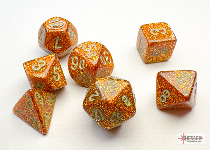 Glitter Gold/silver Mini-Polyhedral 7-Die Set (Mini Poly Release 3)