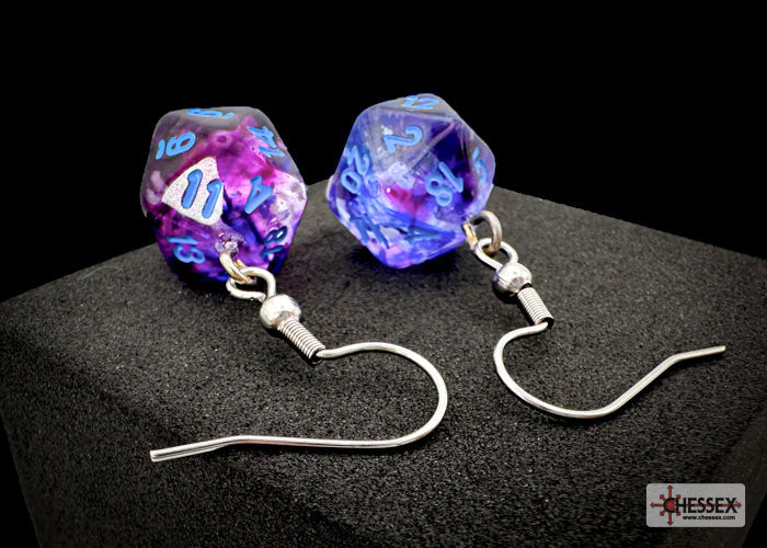 Hook Earrings Nebula® Nocturnal™ Mini-Poly d20 Pair