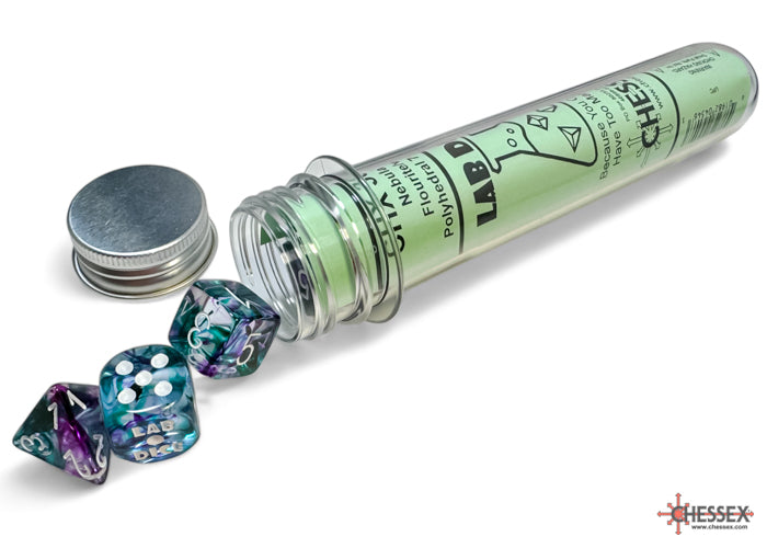 Nebula Fluorite/white Polyhedral 7-Dice Set (with bonus die)