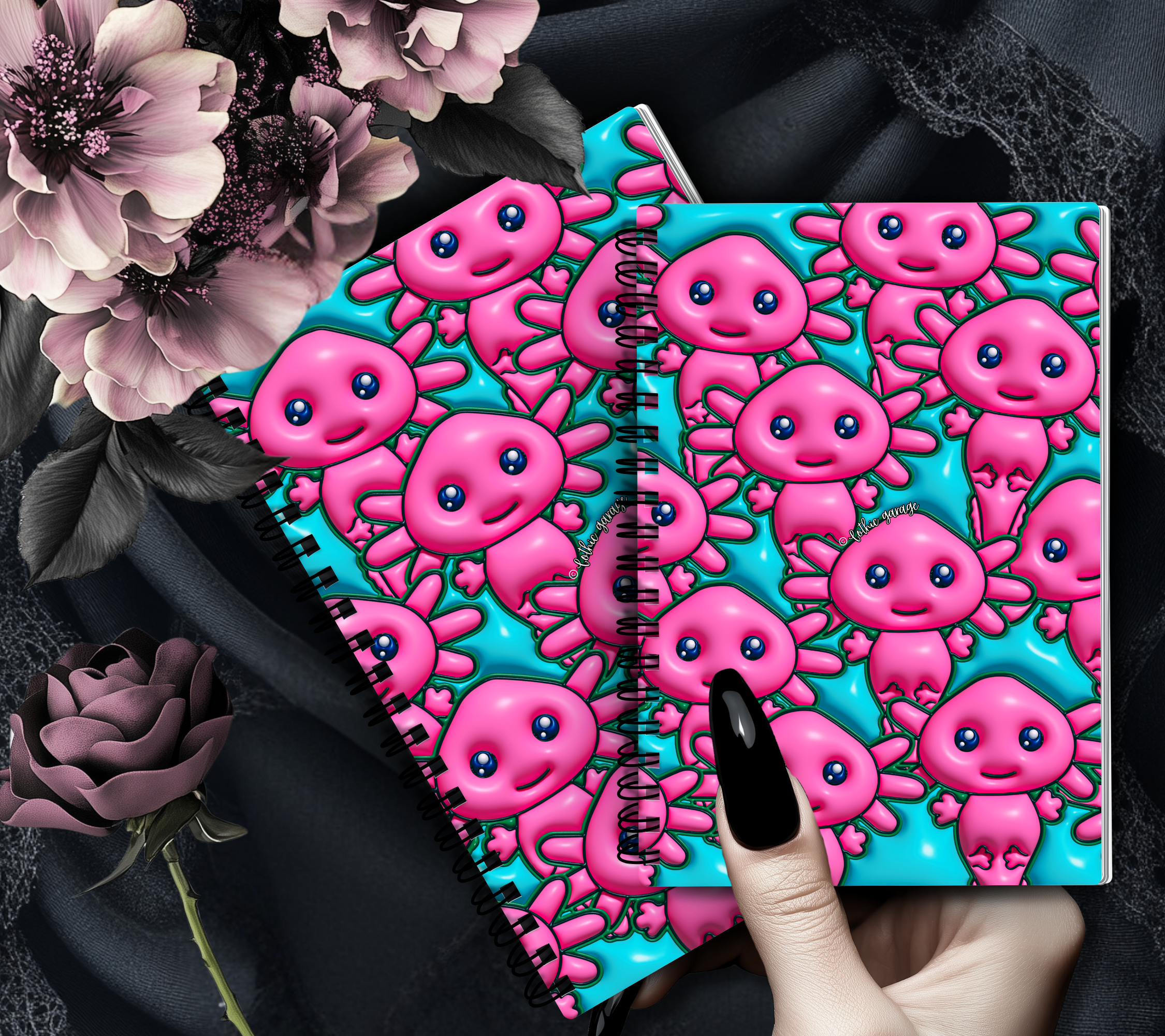 Pink Axolotl Reusable Sticker Book, Modern Designed Album, Kid and Adult Friendly For Organizing Stickers