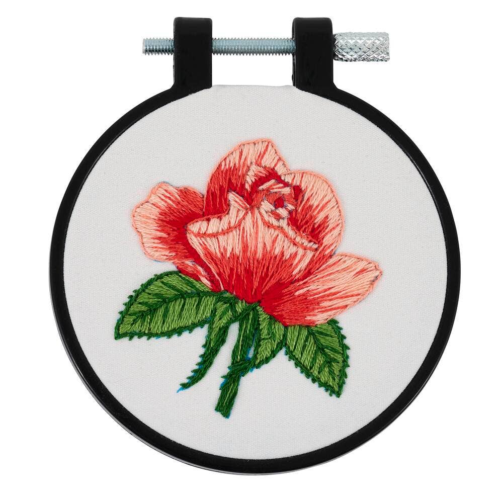 Stamped Embroidery Kit 3in Blooming Rose