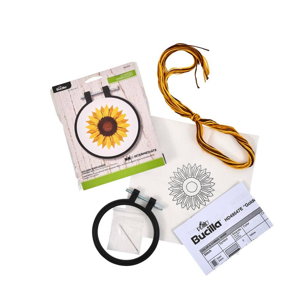 Stamped Embroidery Kit Golden Sunflower