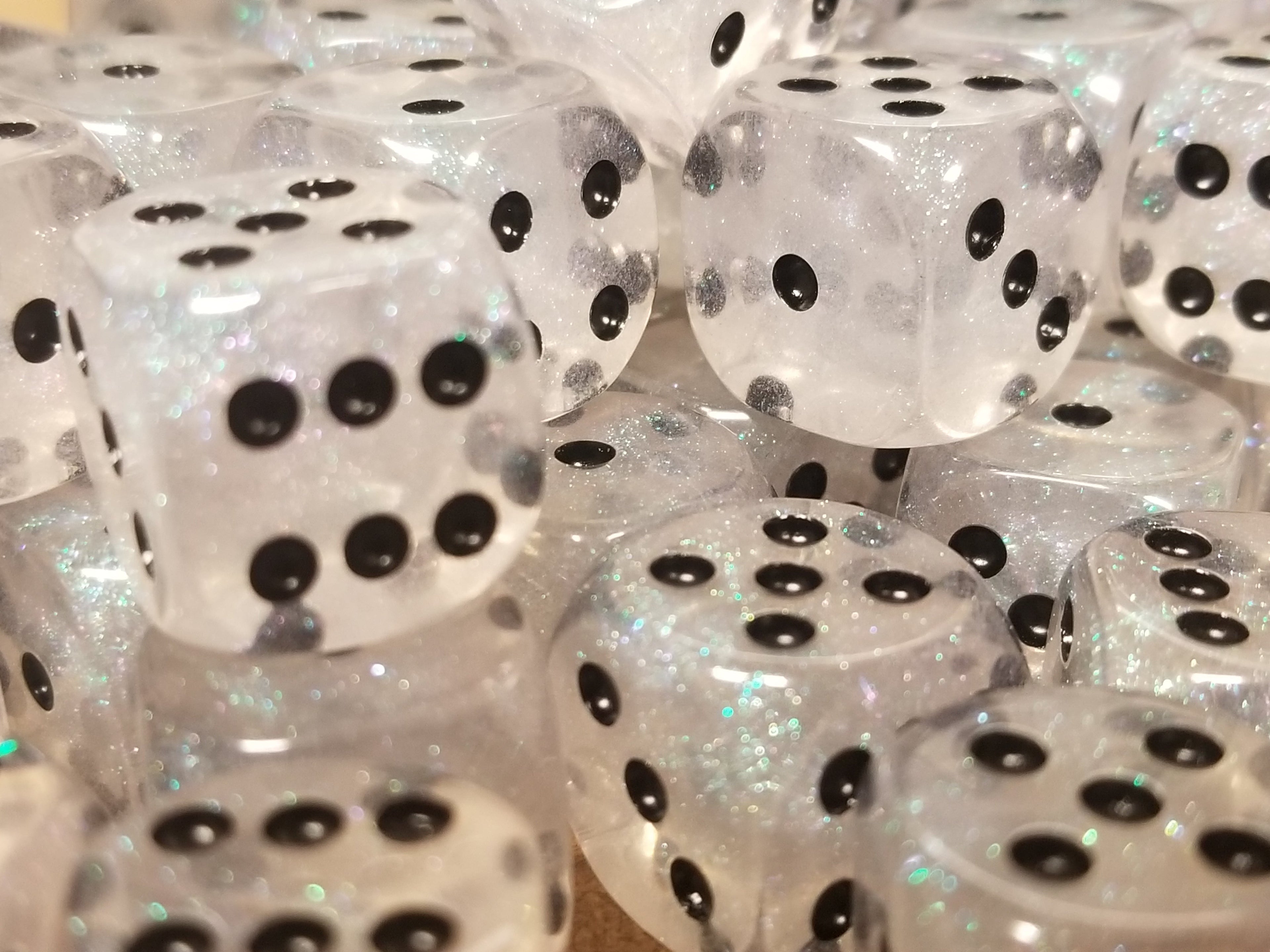 The Time Walker | Clear Glitter 16mm d6 Dice w/Black