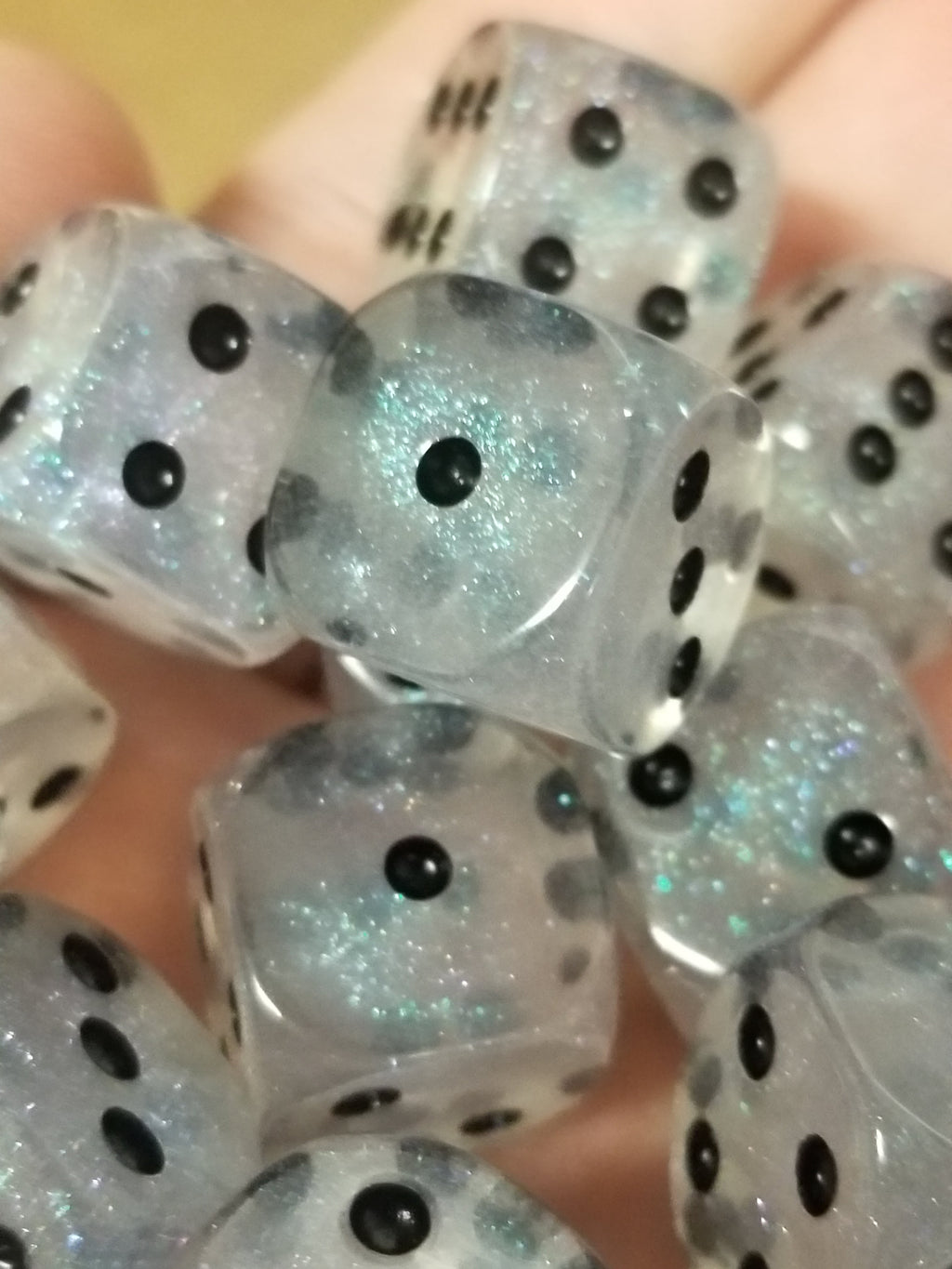 The Time Walker | Clear Glitter 16mm d6 Dice w/Black