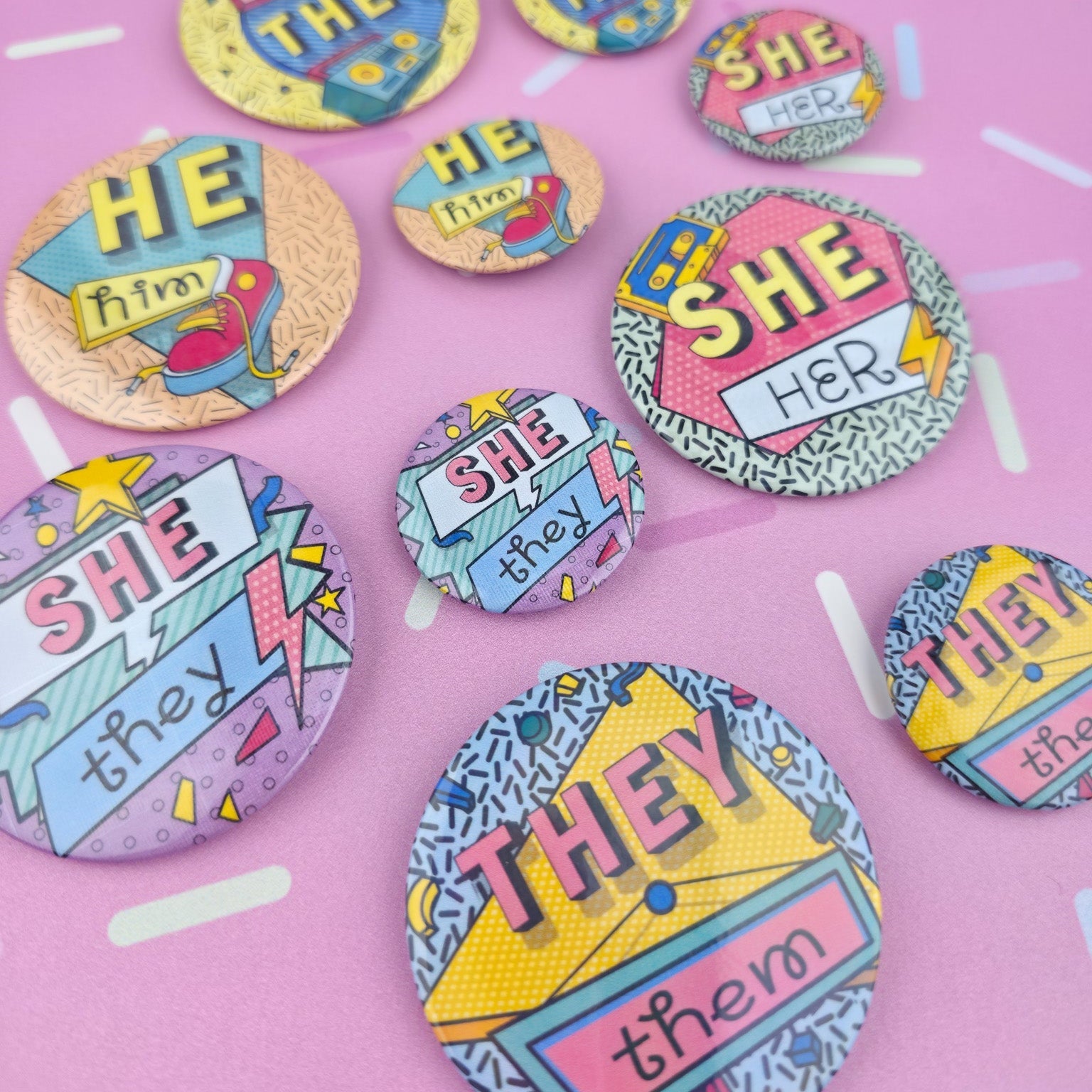90s Pronouns Button