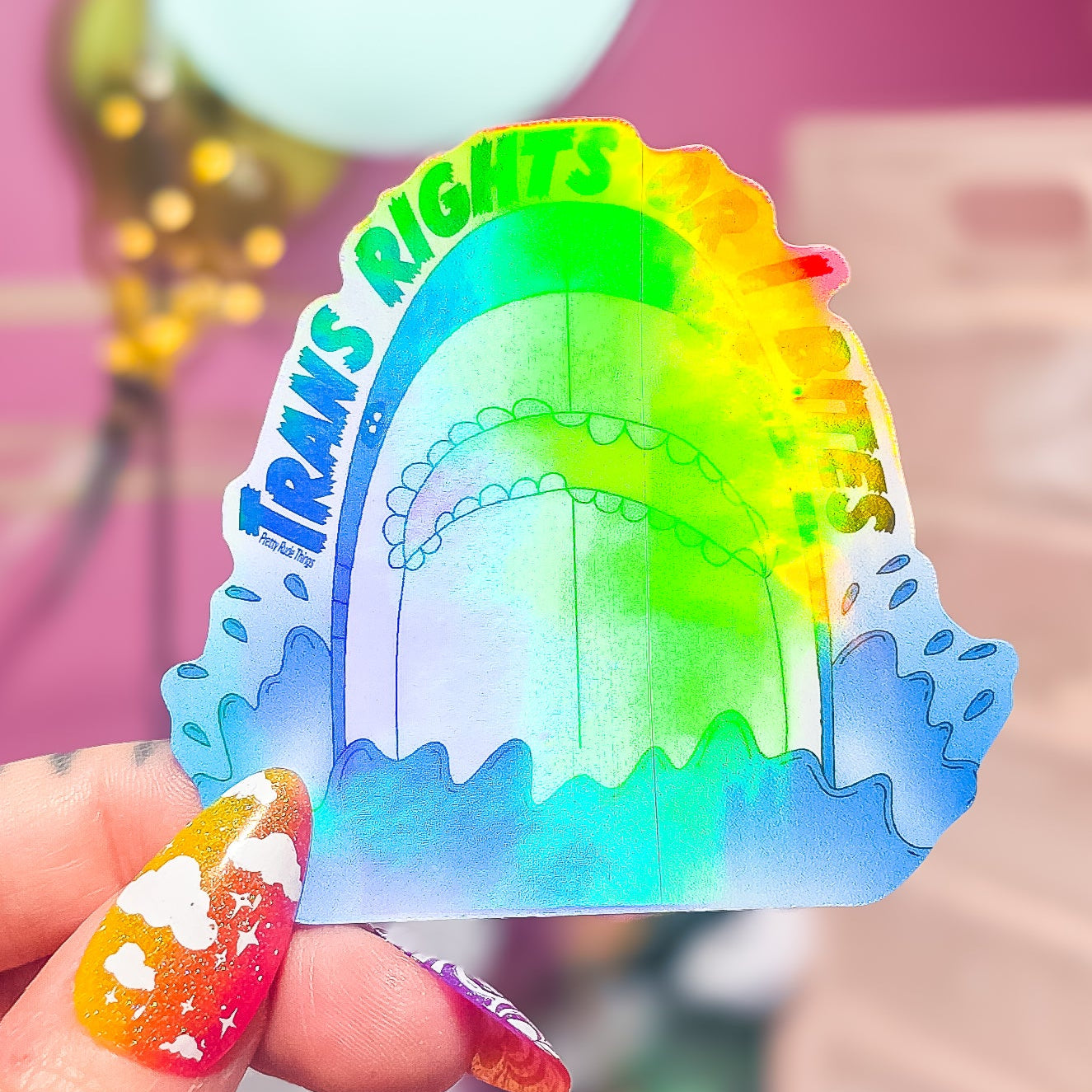 Trans Right or I Bites BLÅHAJ Shark Sticker, 2.75 x 2.6 in.