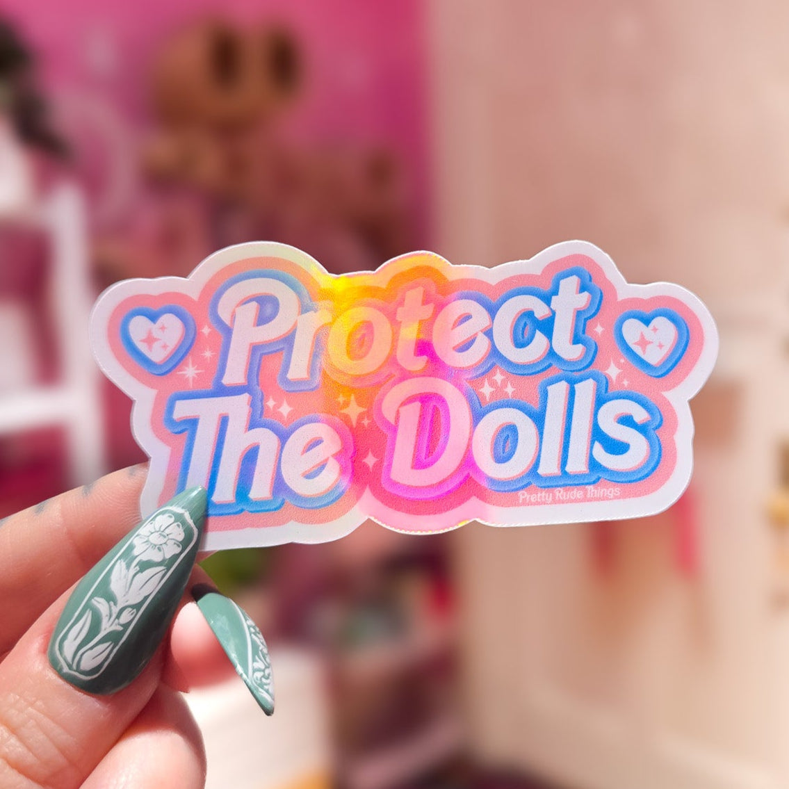 Protect The Dolls Sticker, 3.26 x 1.6 in.