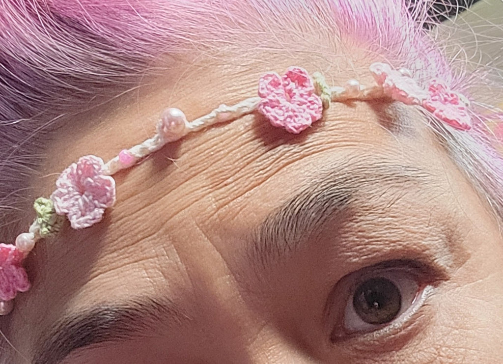 Cherry Blossoms - Crochet Bracelet/Necklace/Headband
