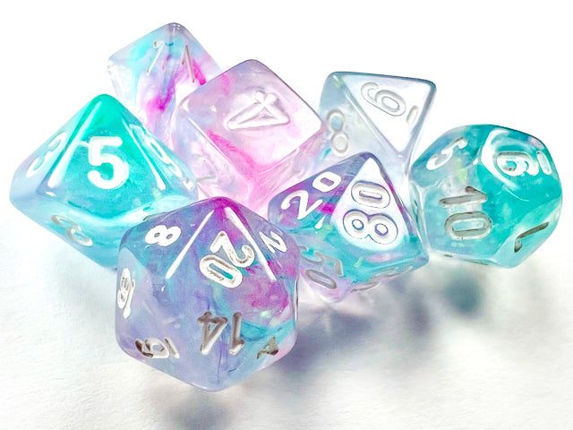 Nebula® Mini-Polyhedral Wisteria/white 7-Die set (Mini Poly Release 2)