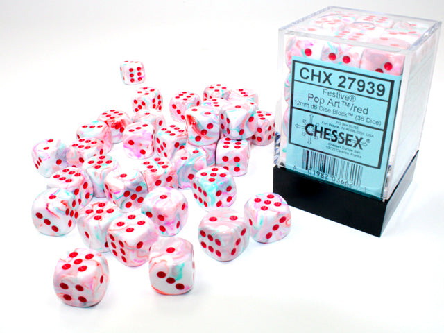 Festive Polyhedral Pop Art w/red Limited Edition (7-Dice Set / 16mm Block / 12mm Block)