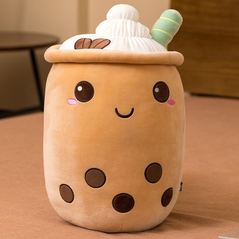 Milk Tea Cup Plush Pillow – Soft Fruit-Themed Creative Doll for Home Decor