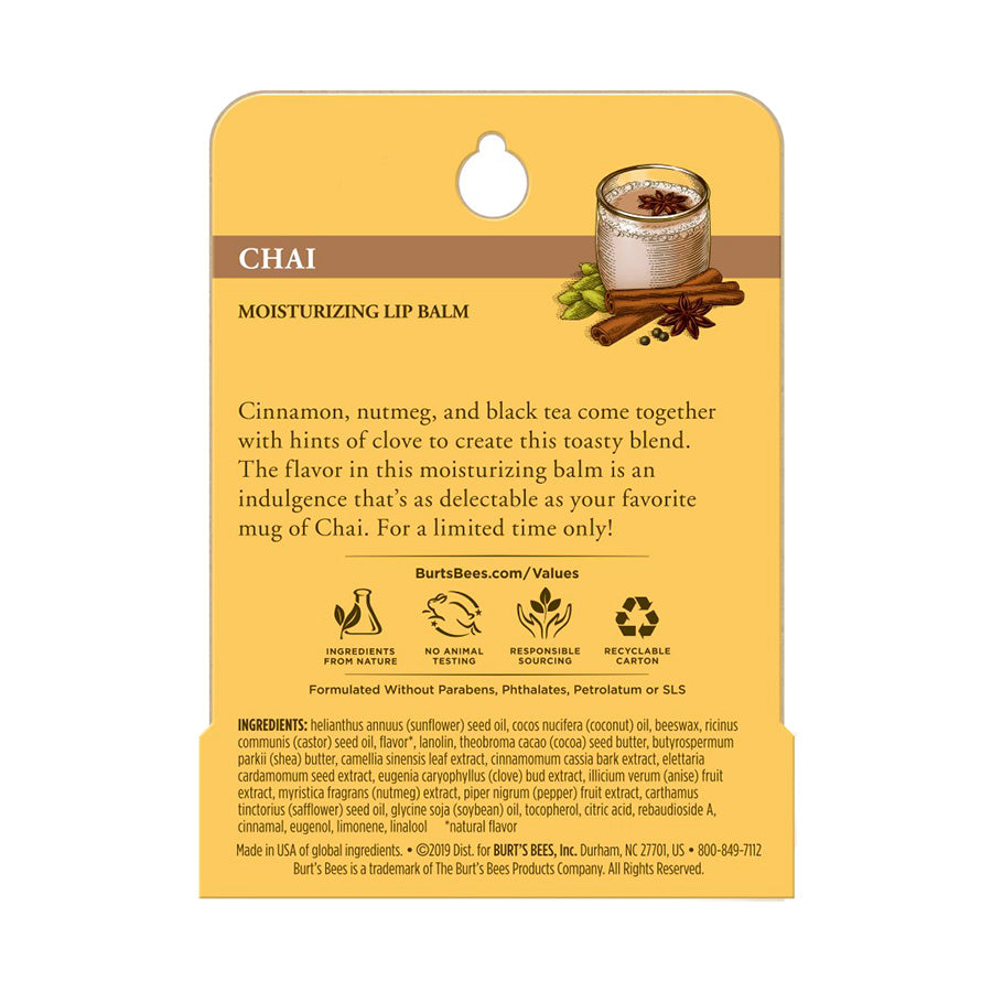 BURT'S BEES CHAI TEA LIP BALM (1 TUBE, 0.15 OZ)