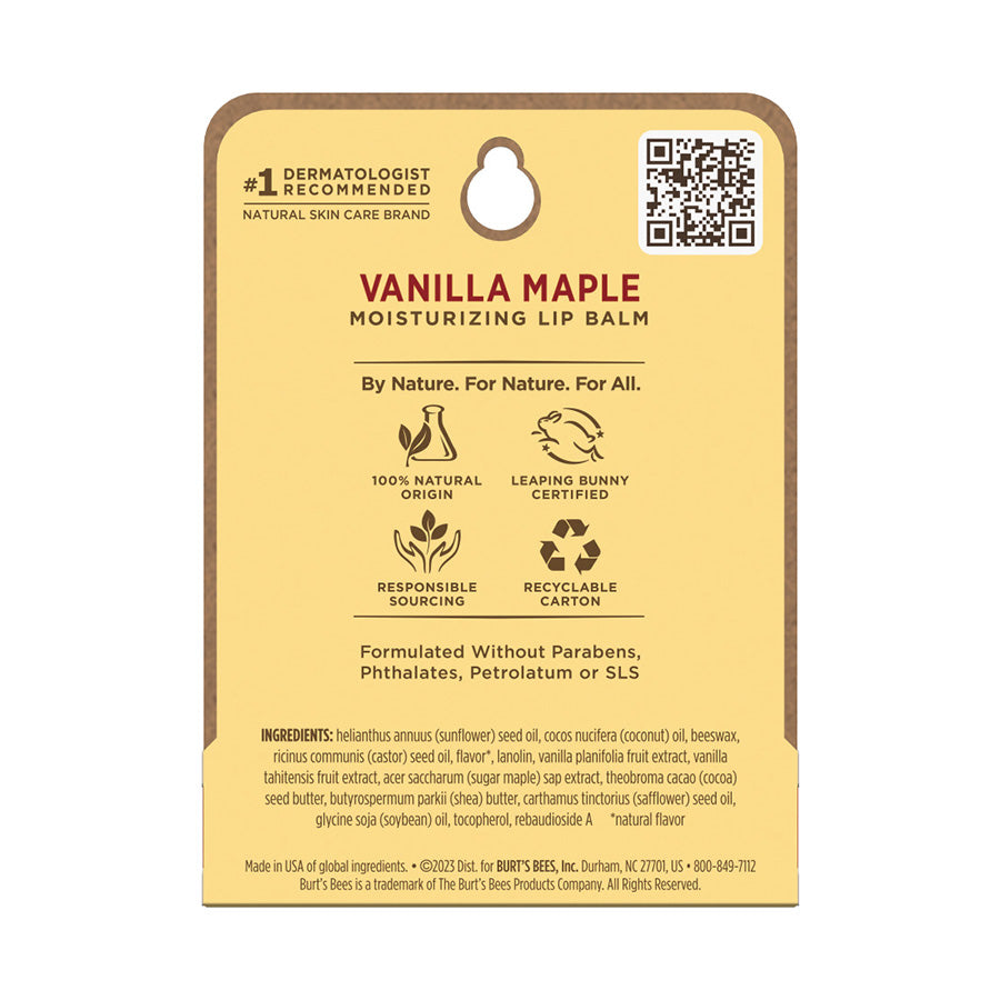 BURT'S BEES VANILLA MAPLE LIP BALM (1 TUBE, 0.15 OZ)