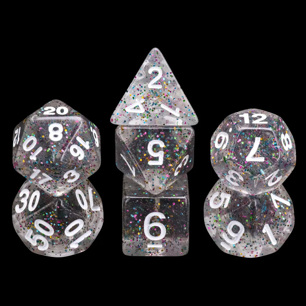 Kindergarten Garland Glitter 7-Dice Set w/White Numbers Dnd Dice Set