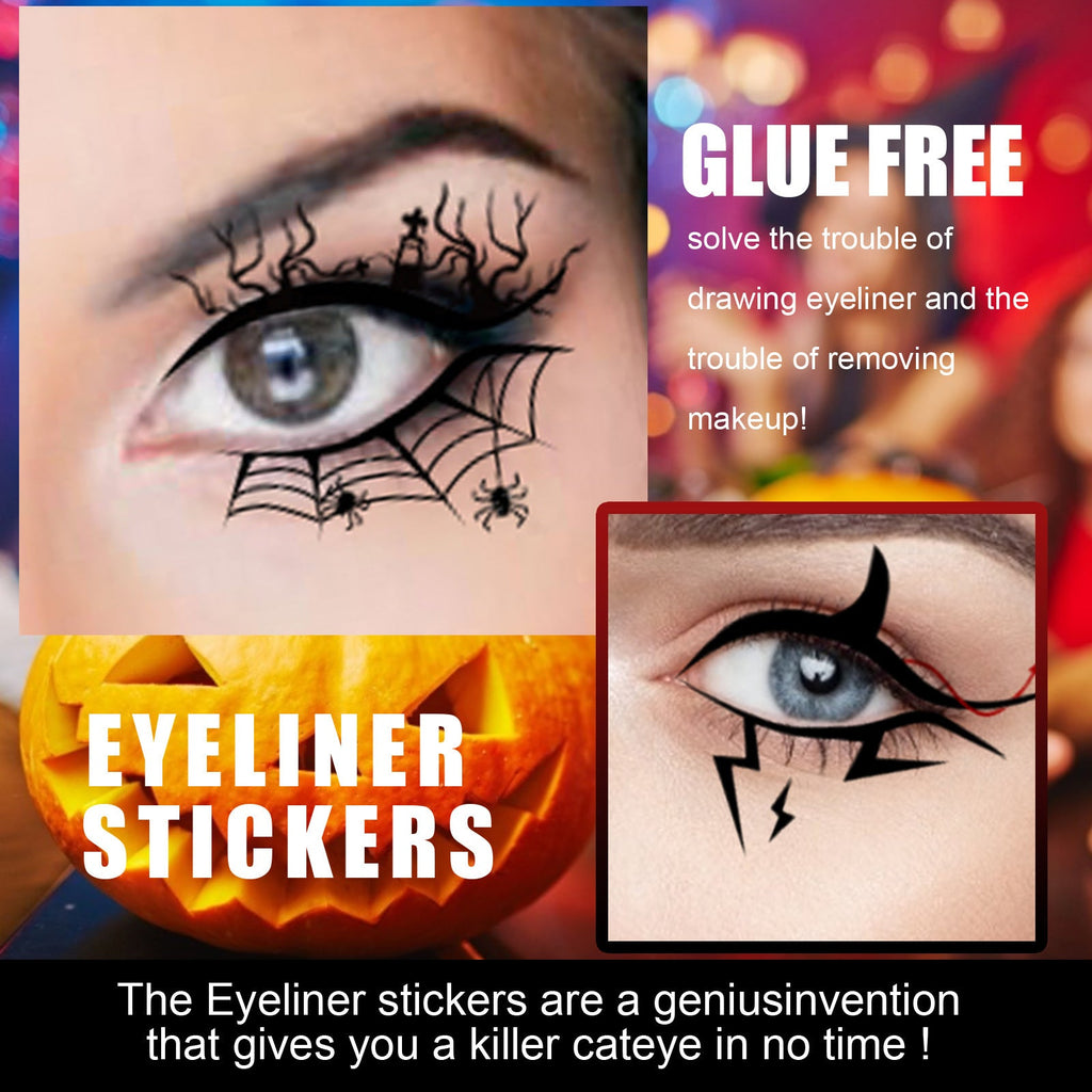 Eyeliner Patch, Scary Fashion Party Makeup Kit Bat Spider Decorative Eyeliner Eyeshadow Patch