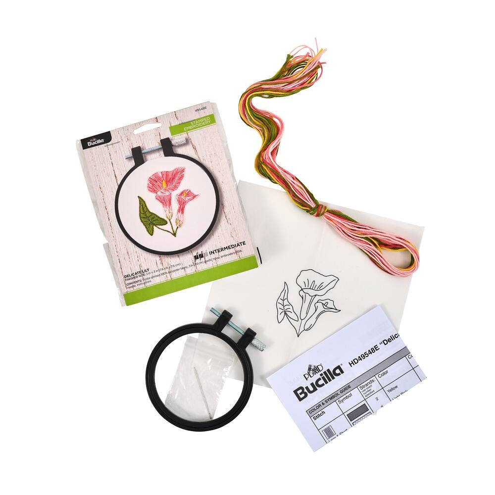 Bucilla Stamped Embroidery Kit 3in Delicate Lily