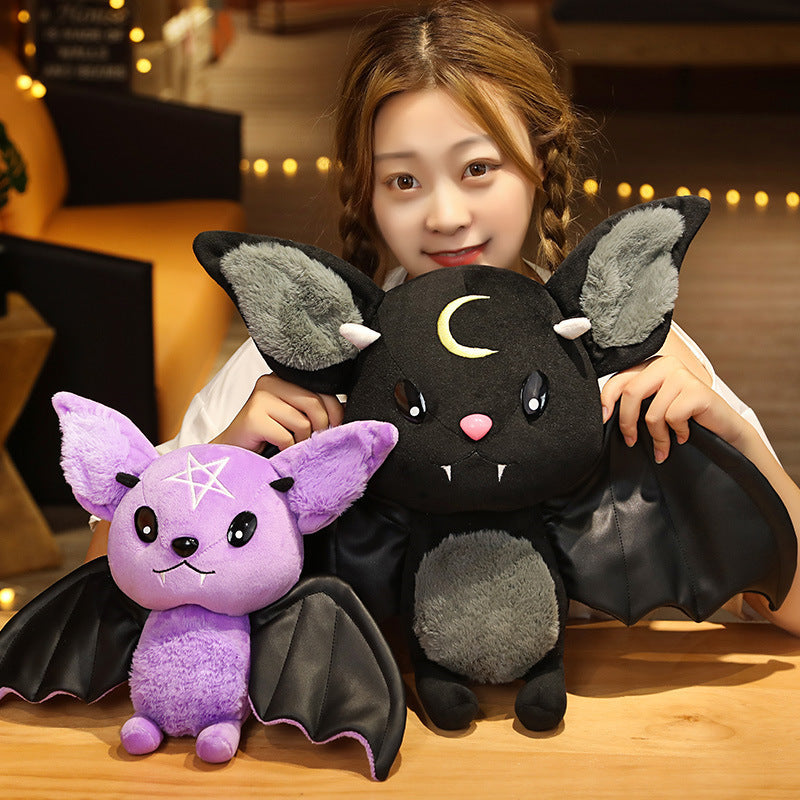 Plush Bat Toy – Soft Stuffed Animal Doll in Black or Purple