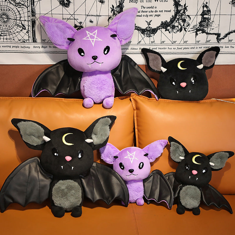 Plush Bat Toy – Soft Stuffed Animal Doll in Black or Purple