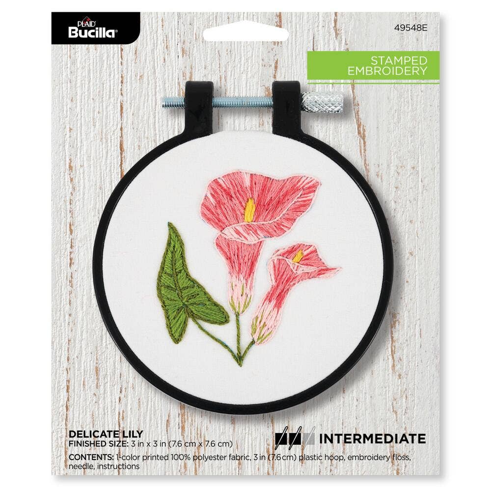 Bucilla Stamped Embroidery Kit 3in Delicate Lily