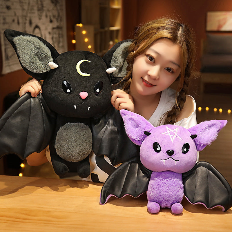 Plush Bat Toy – Soft Stuffed Animal Doll in Black or Purple