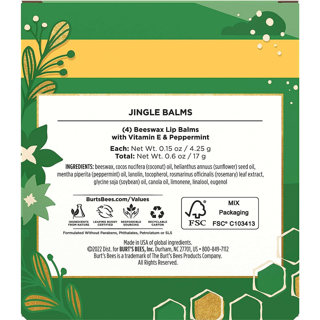 BURT'S BEES JINGLE BALMS 4 PACK (CLASSIC BEESWAX LIP BALM)