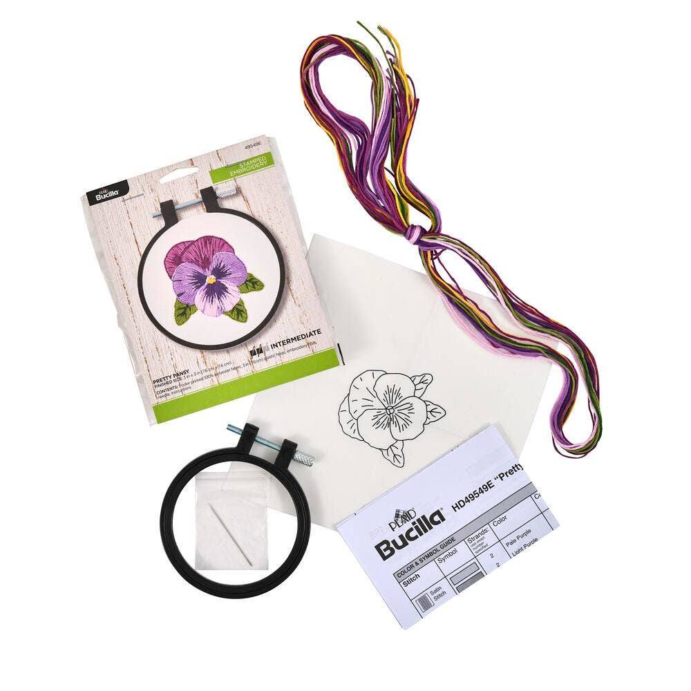 Bucilla Stamped Embroidery Kit Pretty Pansy