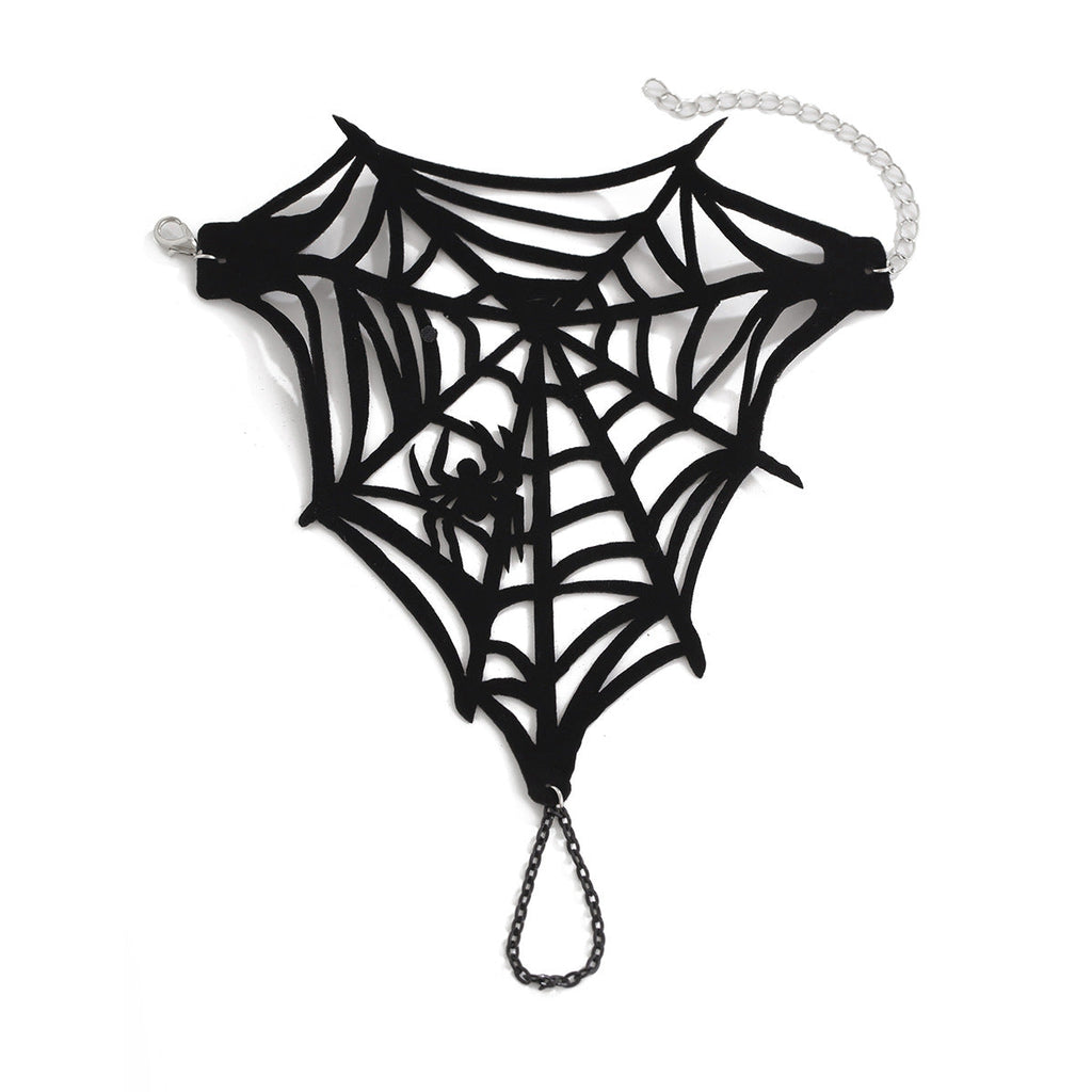 Finger Mesh Tassel Bracelet Punk Alloy Rose Lace Floral Handmade for Women