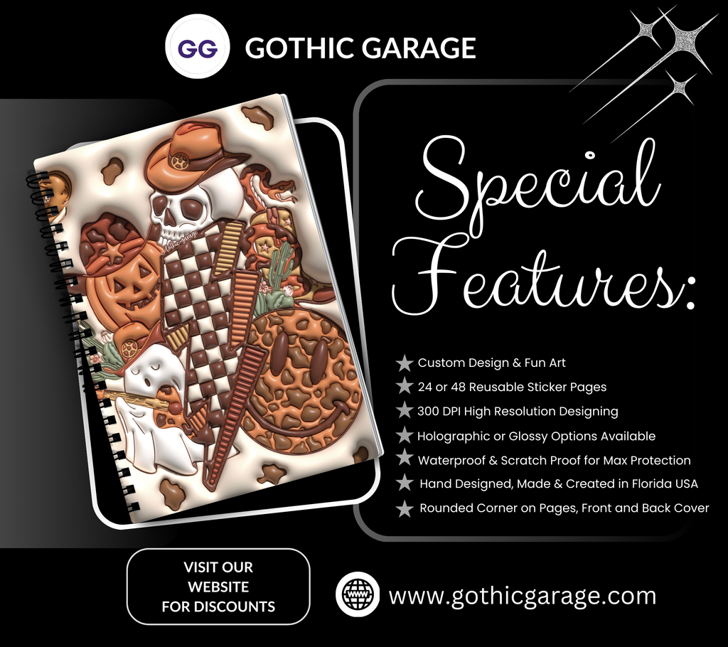 Happy Fall Country Collage Reusable Sticker Book, Spooky Vibe Sticker Album, Perfect Gift to Personalize for Sticker Collectors