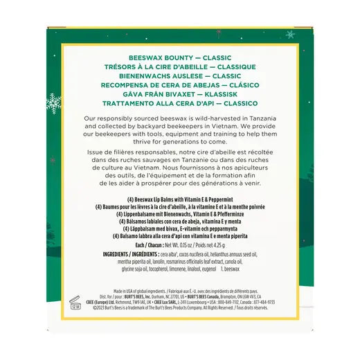 BURT'S BEES BEESWAX BOUNTY CLASSIC LIP BALM GIFT SET (4 PACK)