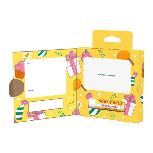 BURT'S BEES BIRTHDAY CAKE LIP BALM W/ GIFT CARD HOLDER PACKAGE (0.15 TUBE)