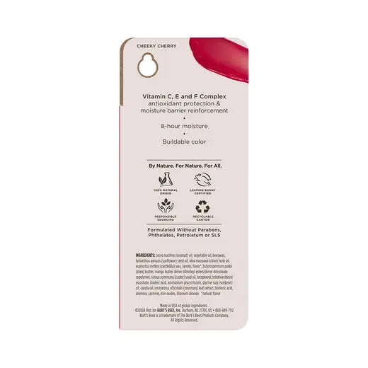 BURT'S BEES CHEEKY CHERRY TINTED BOOSTED BALM (0.16 OZ TUBE)