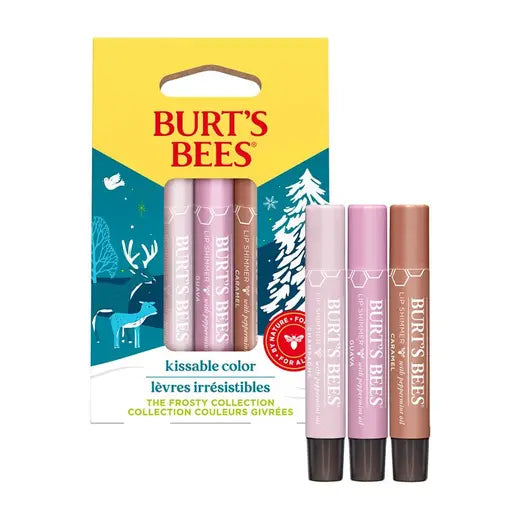 BURT'S BEES HOLIDAY KISSABLE COLOR FROSTY COLLECTION GIFT SET (3 LIP SHIMMERS)