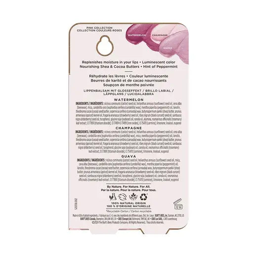 BURT'S BEES PINK LIP SHIMMERS SET (3 PACK)