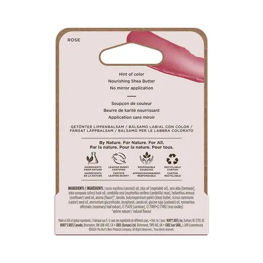 BURT'S BEES ROSE TINTED LIP BALM (0.15 OZ TUBE)