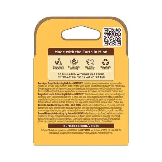 BURT'S BEES TROPICAL LIP BALM (4 PACK)