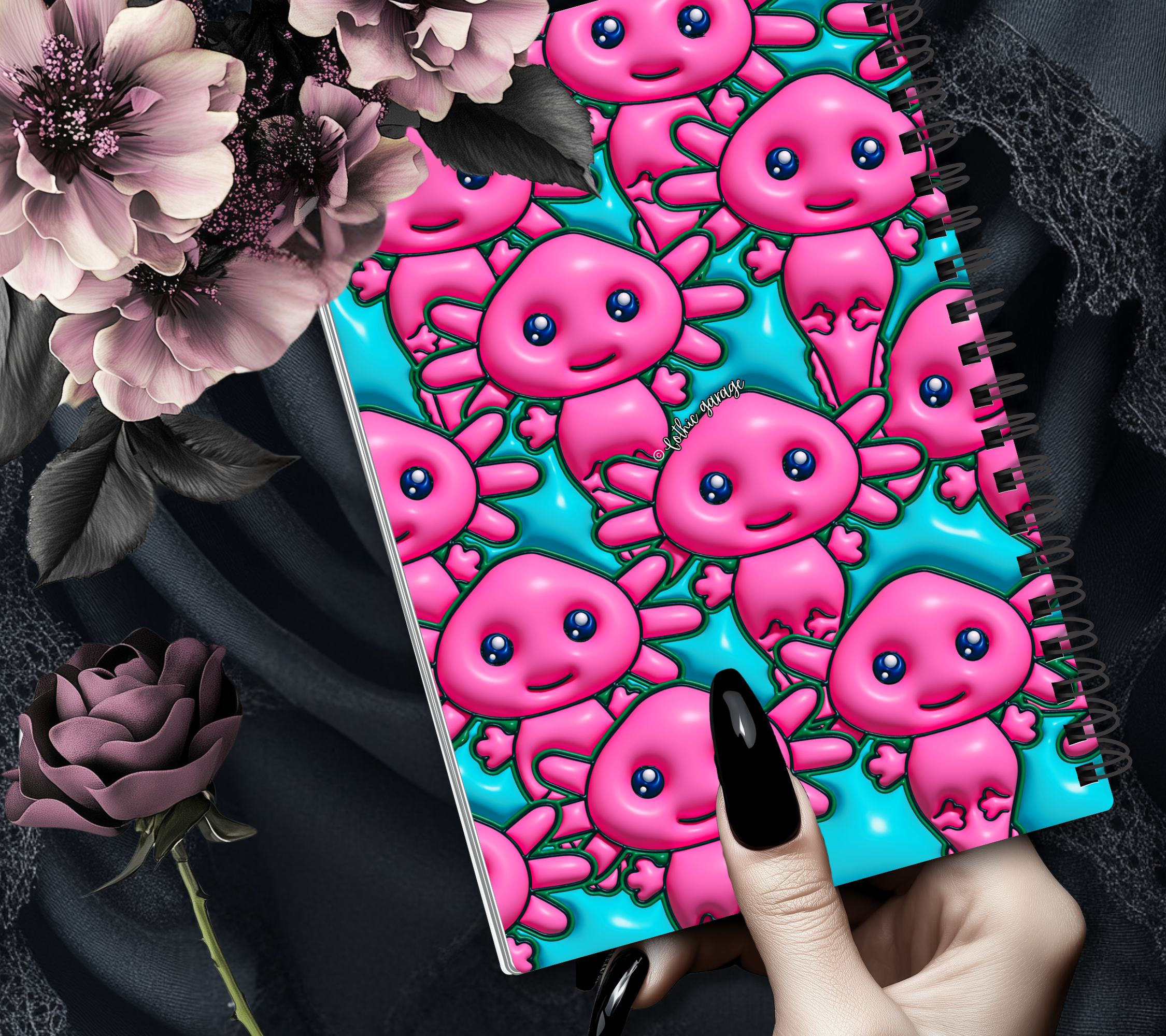 Pink Axolotl Reusable Sticker Book, Modern Designed Album, Kid and Adult Friendly For Organizing Stickers