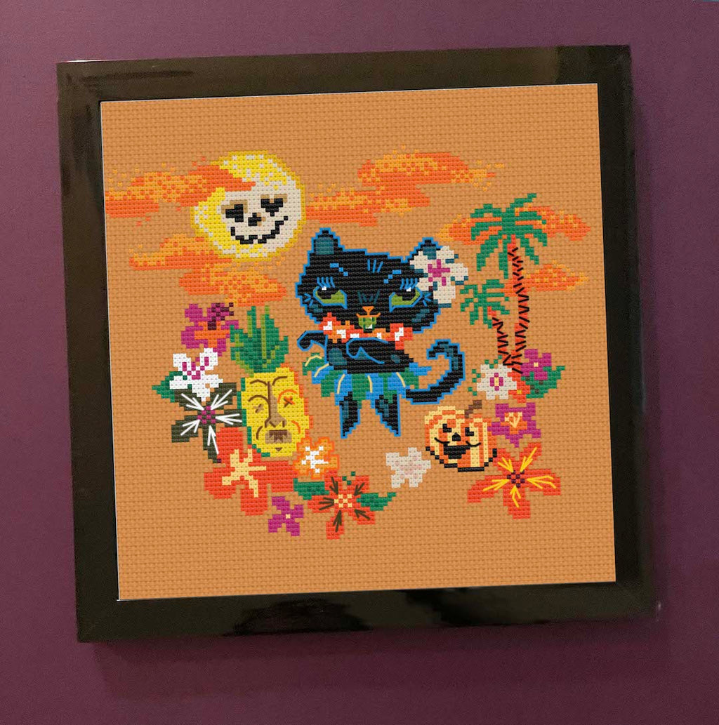 Halloween Hula Kitty by Fluff Counted Cross Stitch Kit