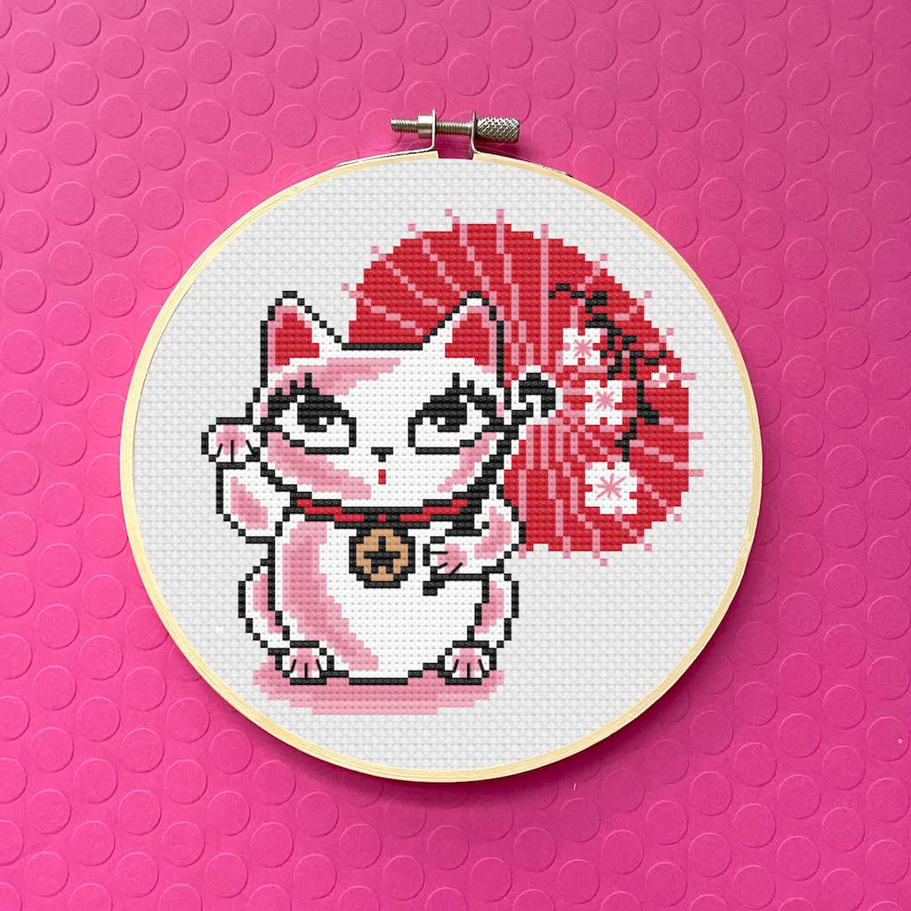 Lucky Kitty by Fluff Counted Cross Stitch Kit