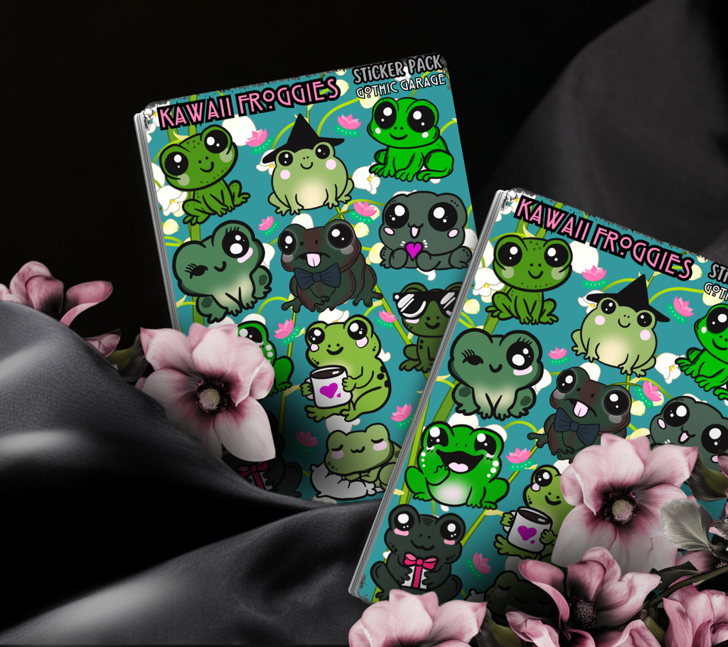 Kawaii Froggies Sticker Sheet – Cute Frog Vinyl Stickers for Journals, Scrapbooking & Laptops