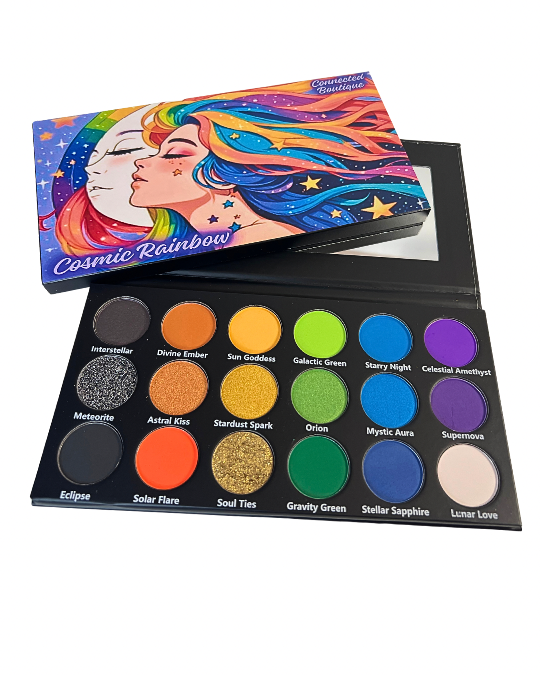 Cosmic Rainbow 18‑Shade Eyeshadow Palette – Celestial Hues & Glitter