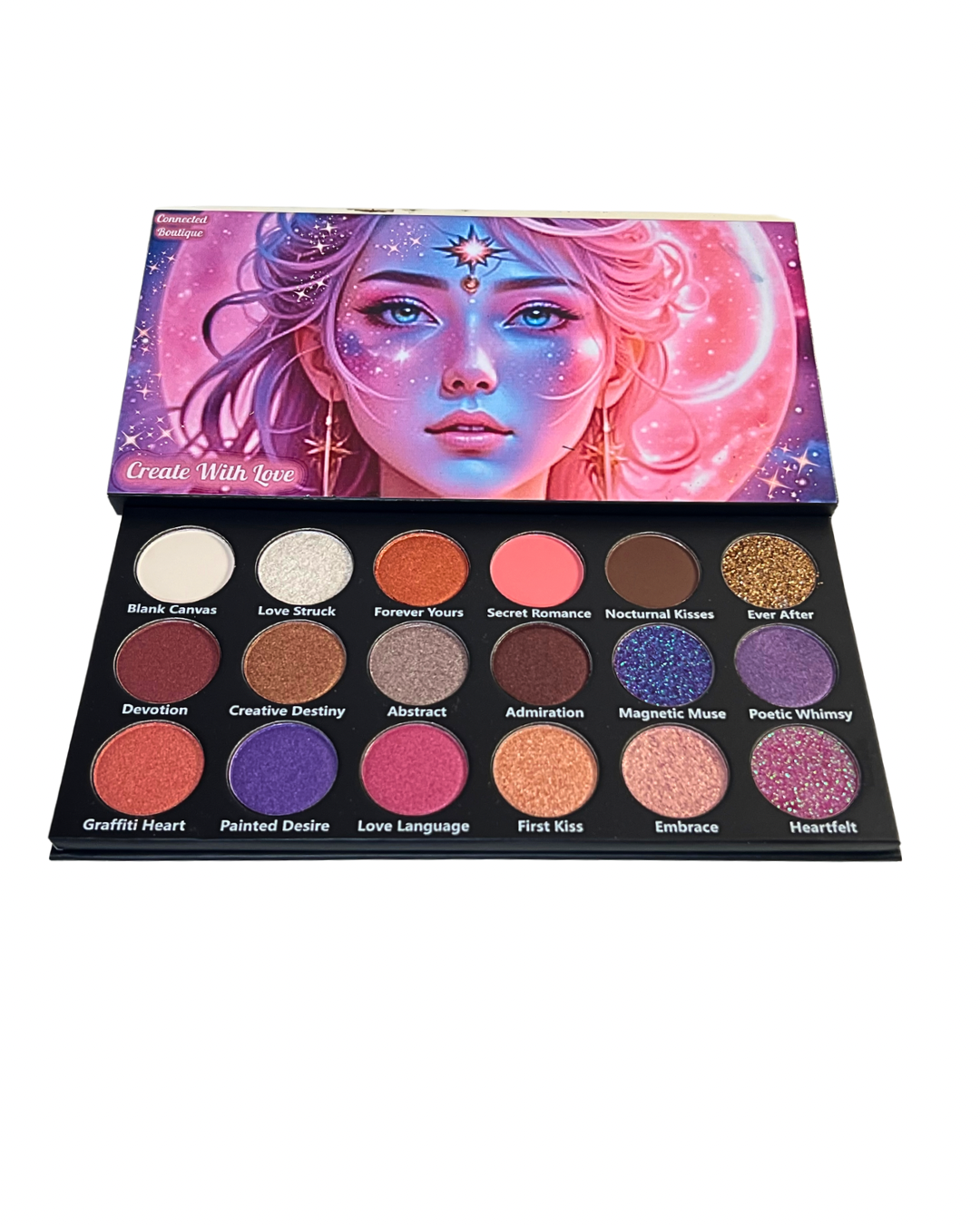 Create With Love 18‑Shade Eyeshadow Palette – Mattes, Shimmers & Glitters
