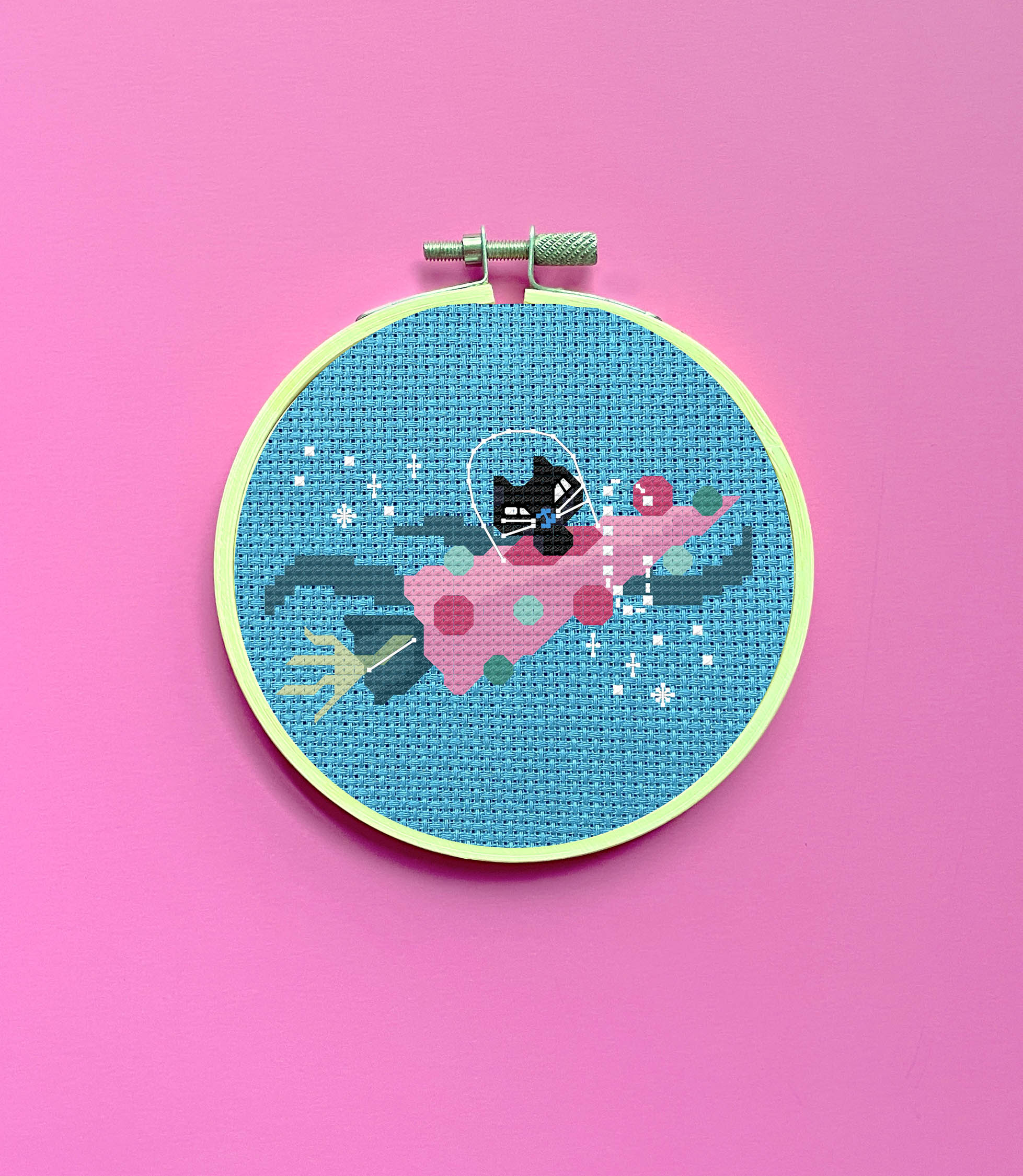 Rocket Kitty by Fluff Counted Cross Stitch Kit