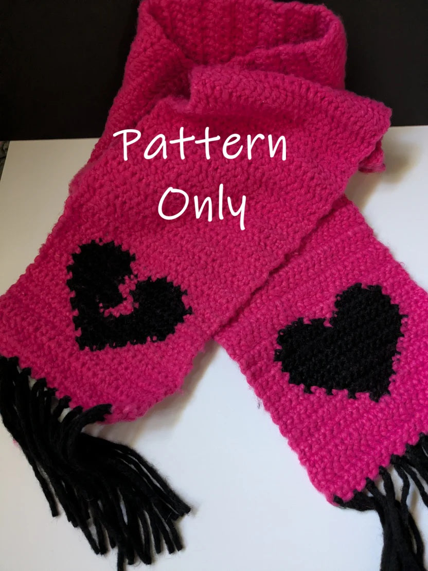 Pattern - Hot Pink Black Hearts Scarf