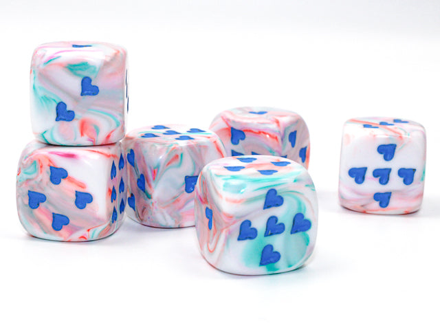 Heart Pips 16MM d6 | 7 Color Options | Multipack Options
