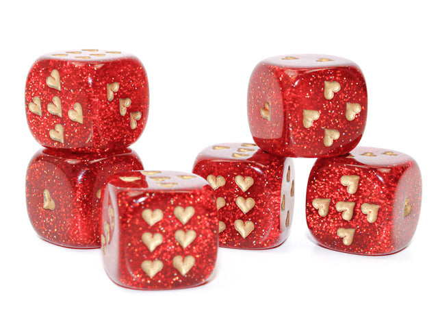Heart Pips 16MM d6 | 7 Color Options | Multipack Options