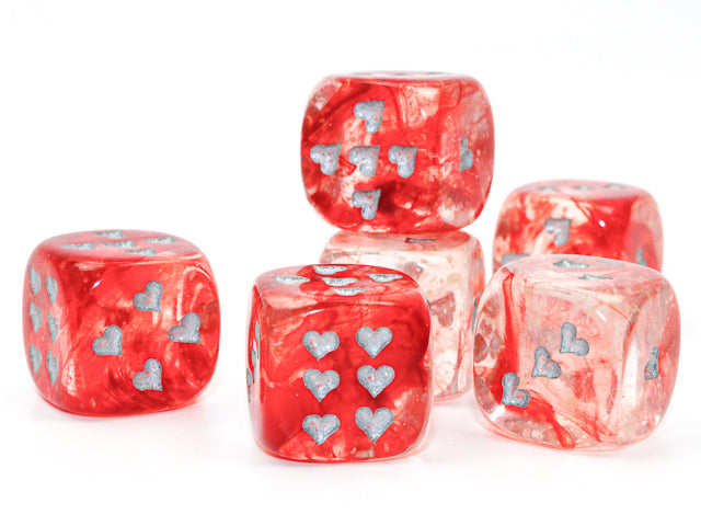 Heart Pips 16MM d6 | 7 Color Options | Multipack Options