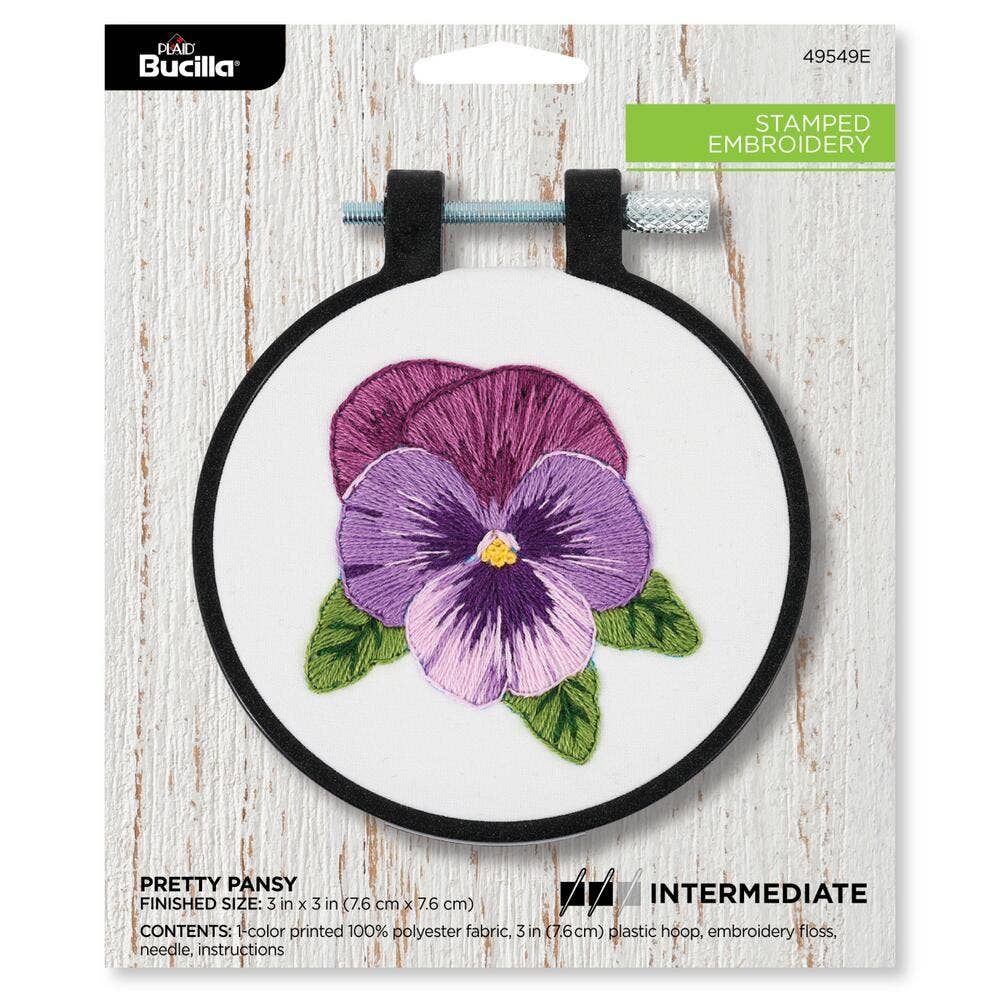 Bucilla Stamped Embroidery Kit Pretty Pansy
