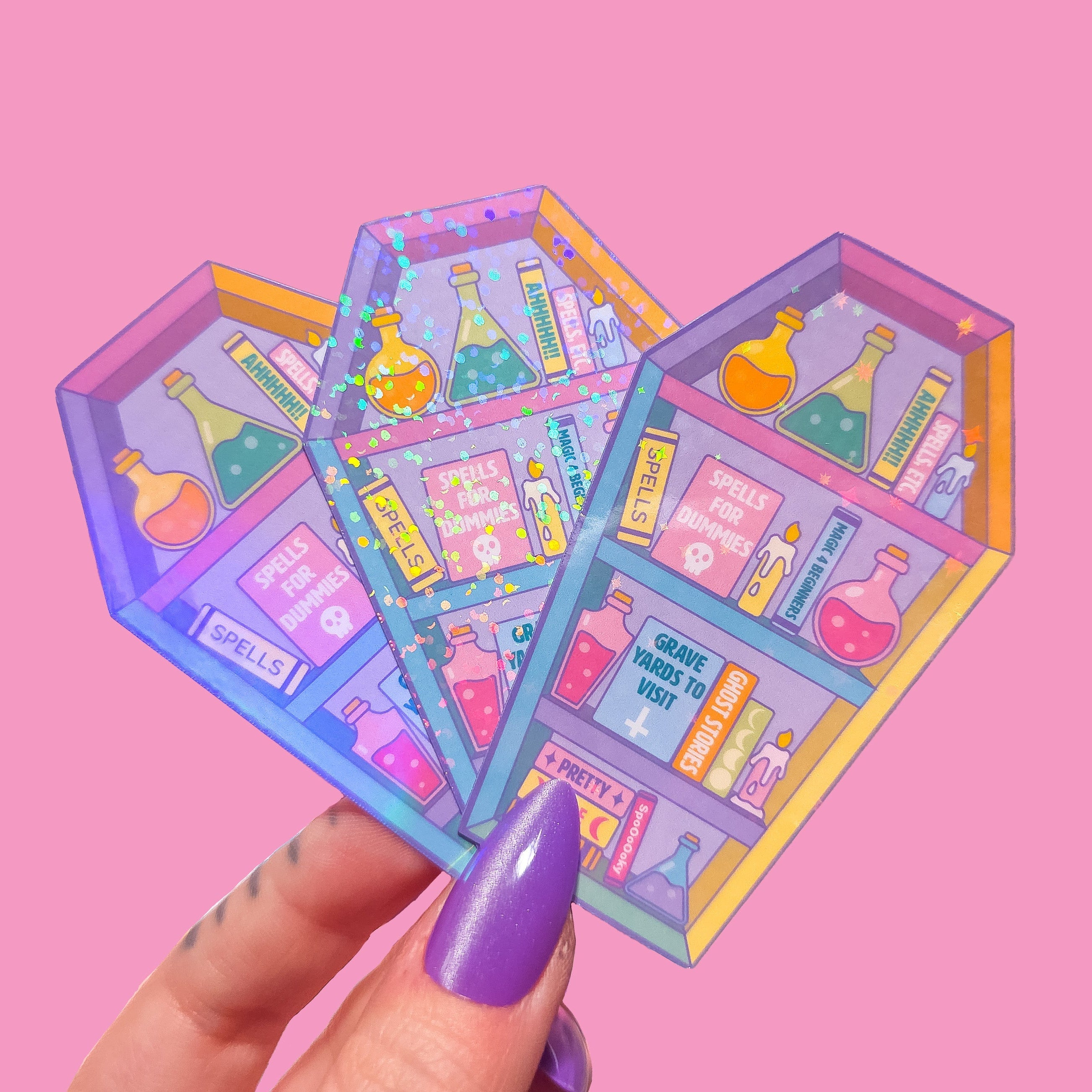 Pastel Goth Coffin Bookcase, 3 x 1.9 in.