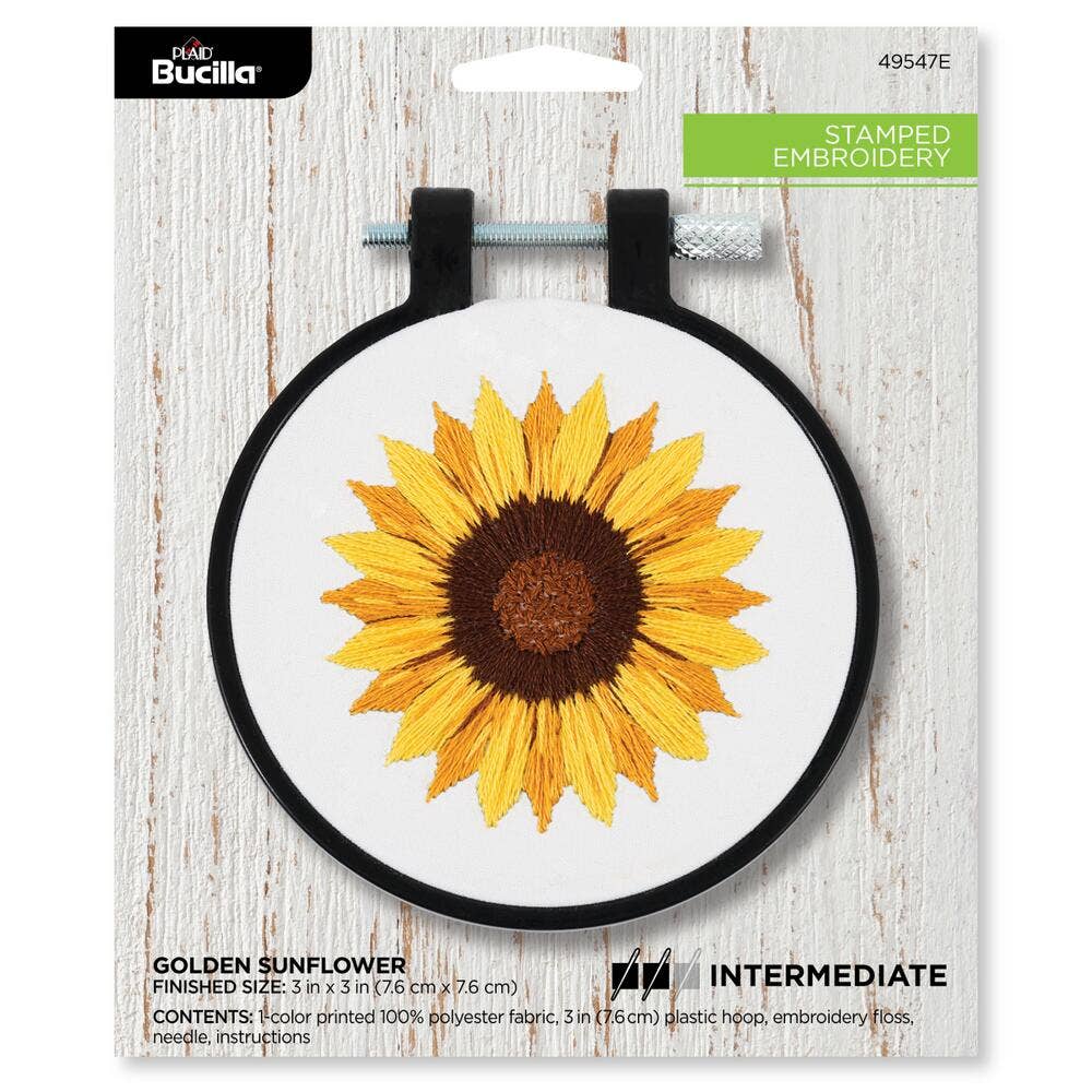 Stamped Embroidery Kit Golden Sunflower